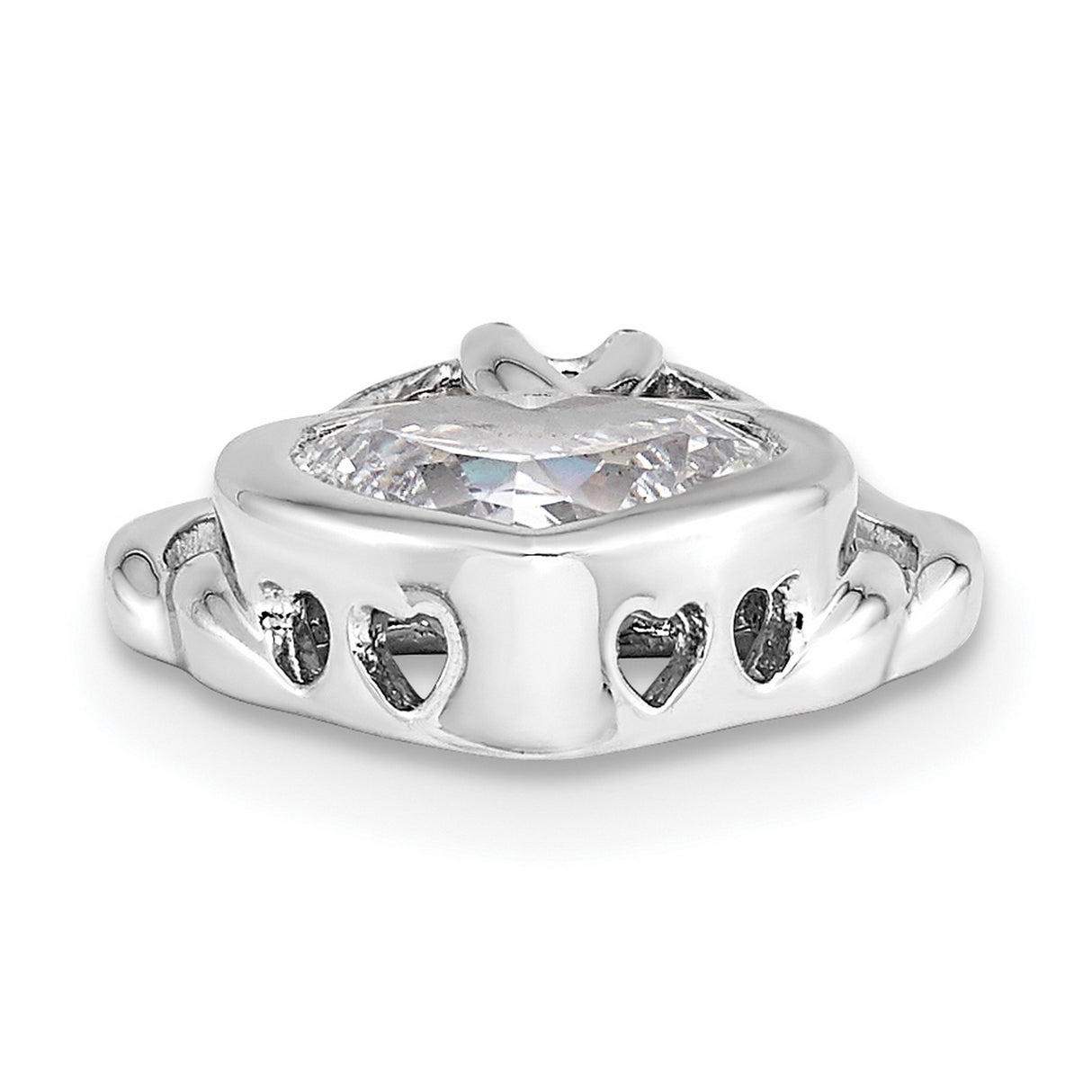 CZ Wrapped Around My Heart 18in Necklace Charm Pendant in Real 925 Sterling Silver