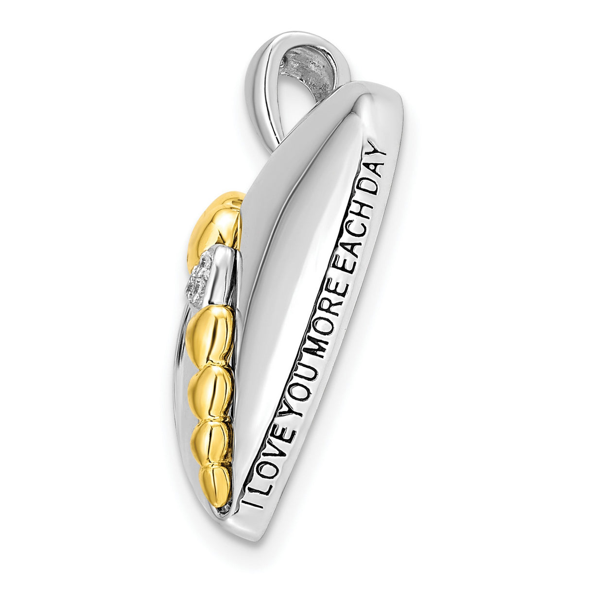 I Love You More Each Day Heart 18 inch Necklace with Poem Card Charm Pendant in Real 925 Sterling Silver