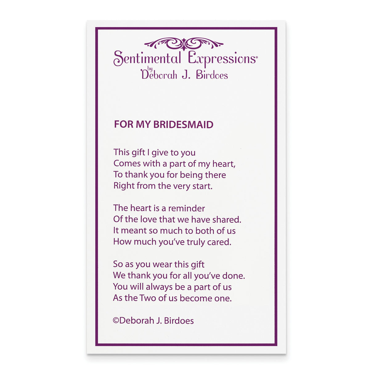 A Gift For My Sister For My Bridesmaid 18in Necklace Charm Pendant in Real 925 Sterling Silver