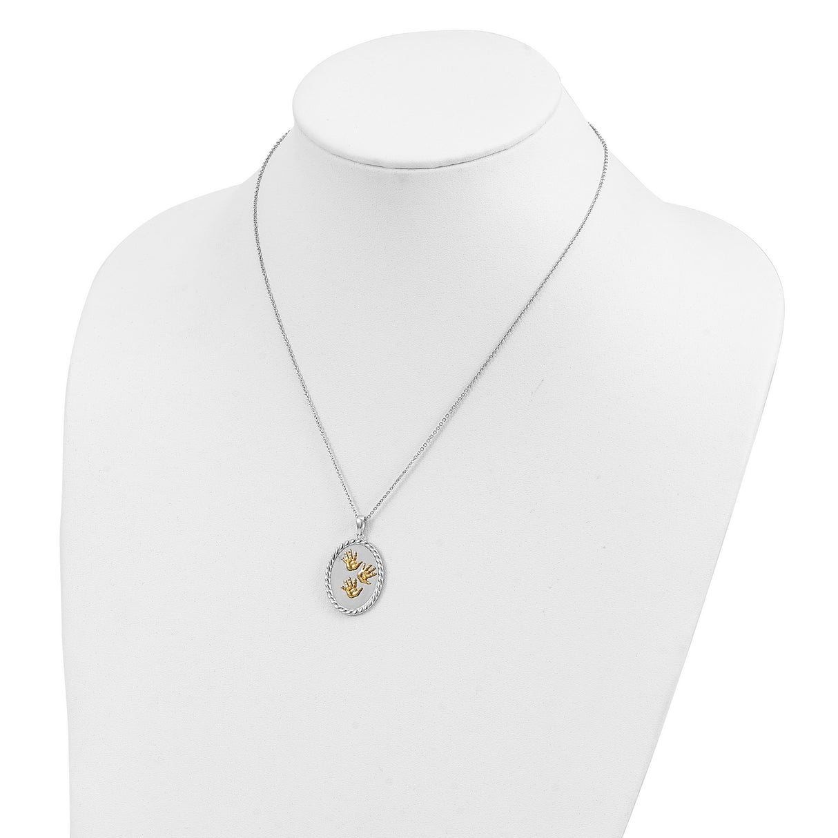 Hand Prints 18in Necklace Charm Pendant in Real 925 Sterling Silver