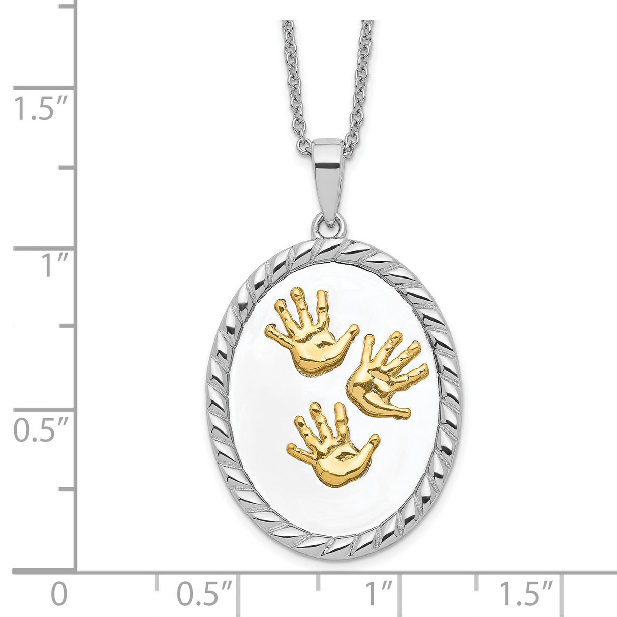 Hand Prints 18in Necklace Charm Pendant in Real 925 Sterling Silver