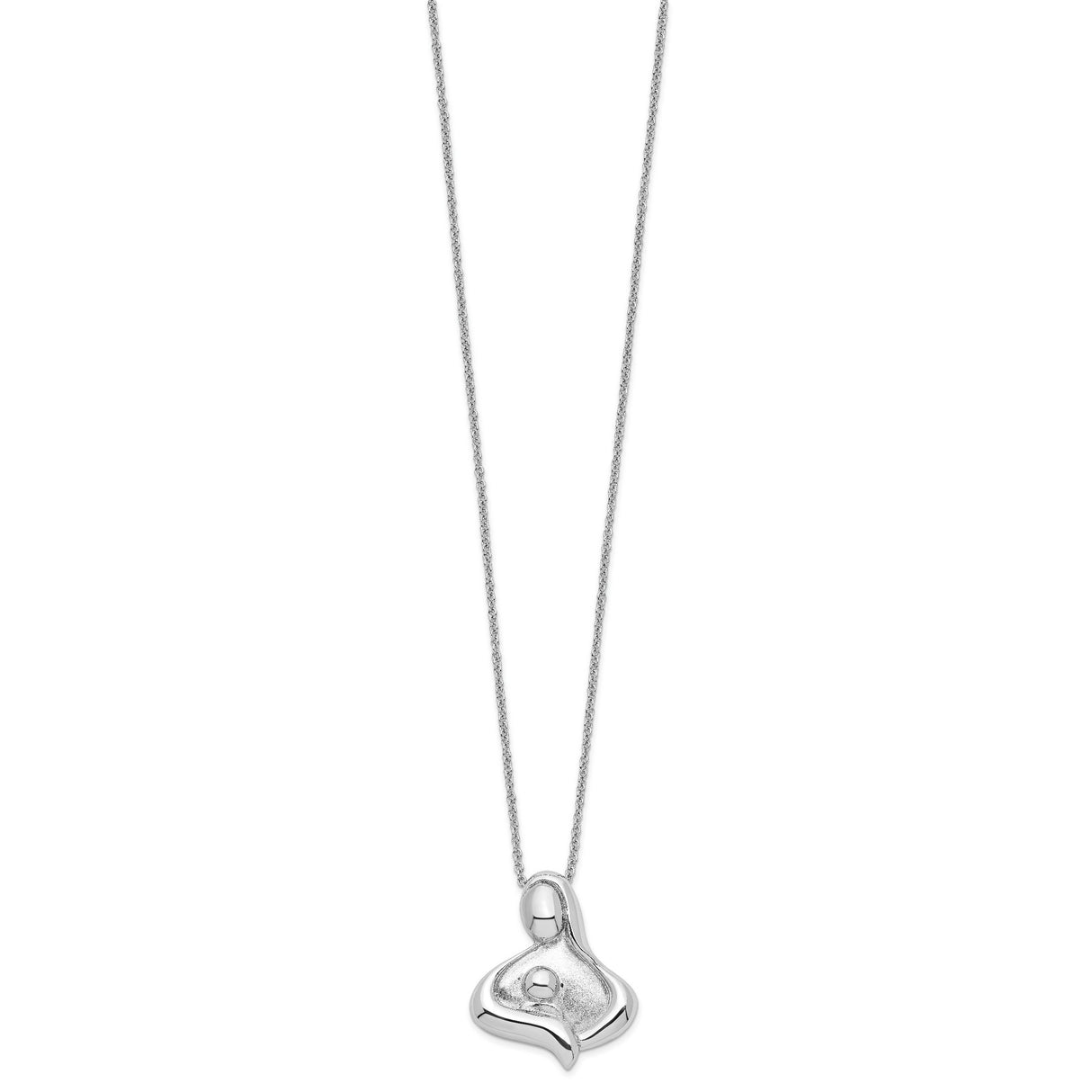 Polished Maternal Bond 18in Necklace Charm Pendant in Real 925 Sterling Silver