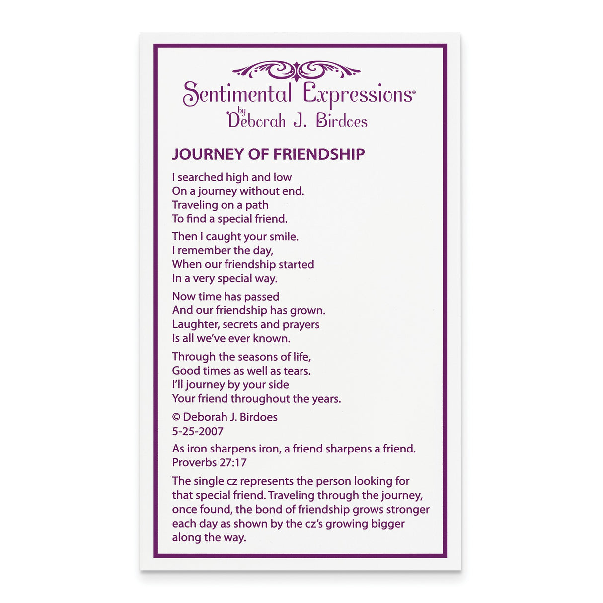 CZ Journey of Friendship 18in Necklace Charm Pendant in Real 925 Sterling Silver