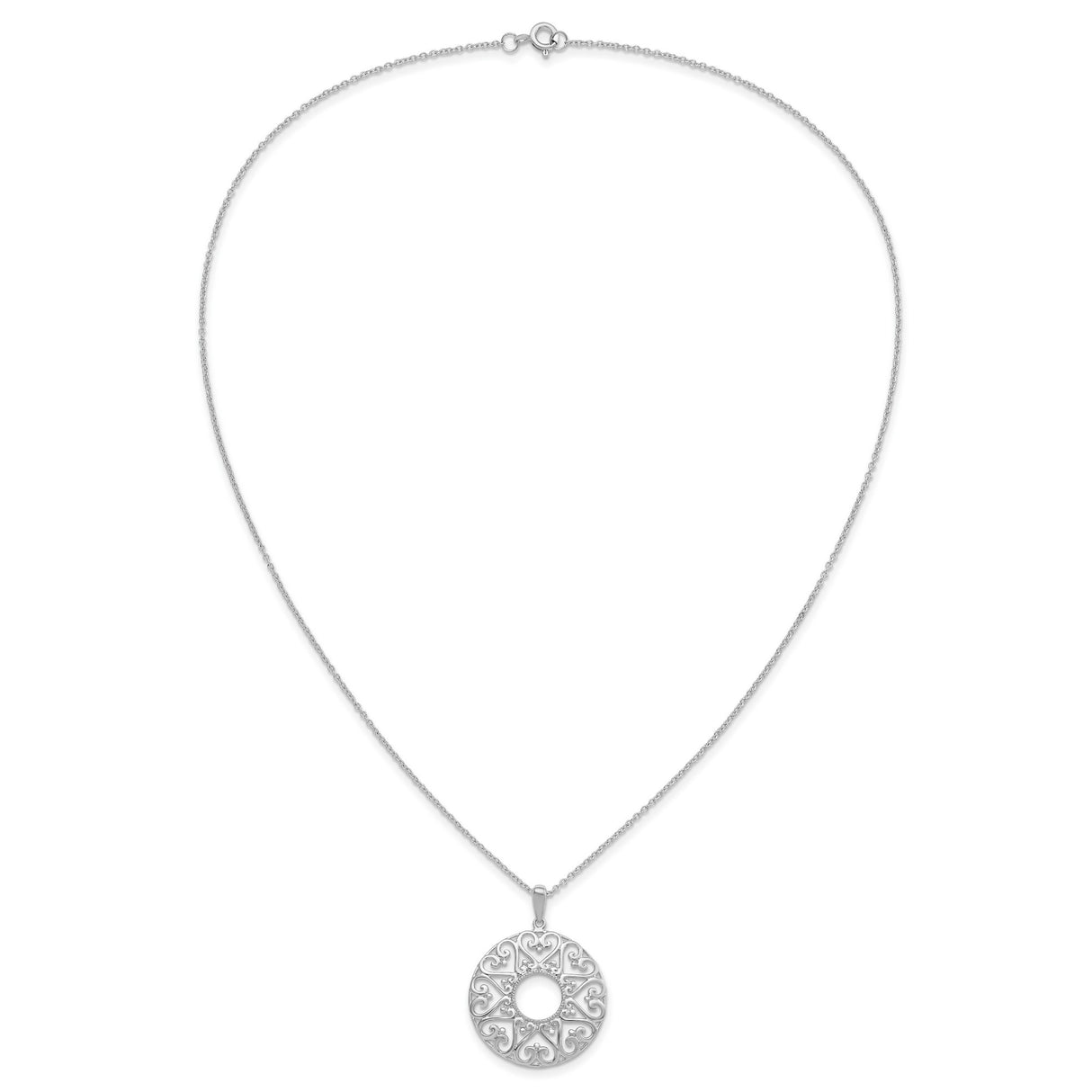 Polished Family Heart Strings 18in Necklace Charm Pendant in Real 925 Sterling Silver