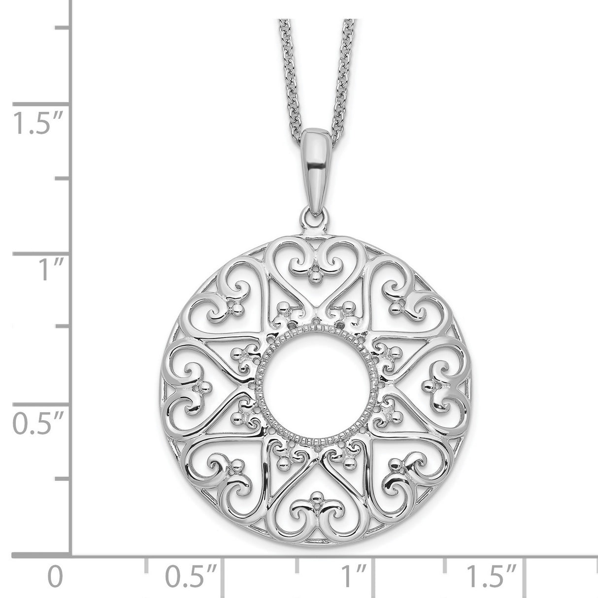 Polished Family Heart Strings 18in Necklace Charm Pendant in Real 925 Sterling Silver