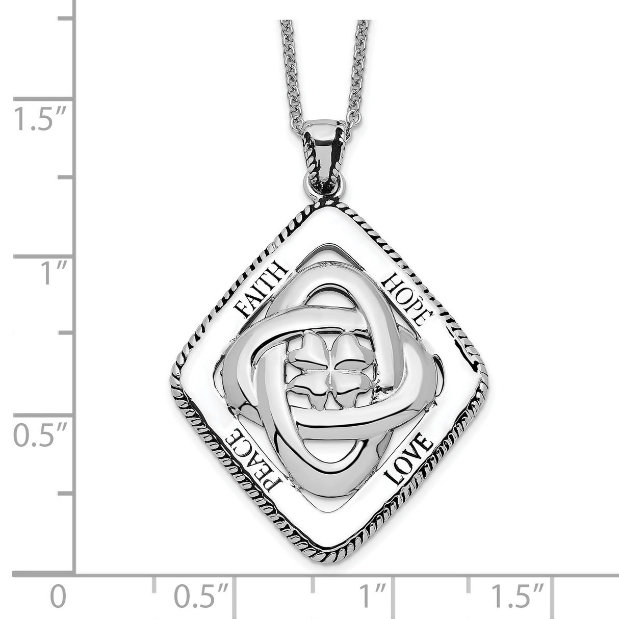Antiqued Family Blessings 18in Necklace Charm Pendant in Real 925 Sterling Silver