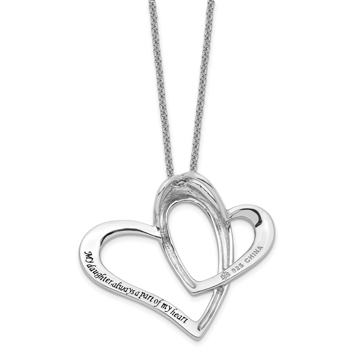 Daughter A Part of My Heart 18 Inch Necklace Charm Pendant in Real 925 Sterling Silver