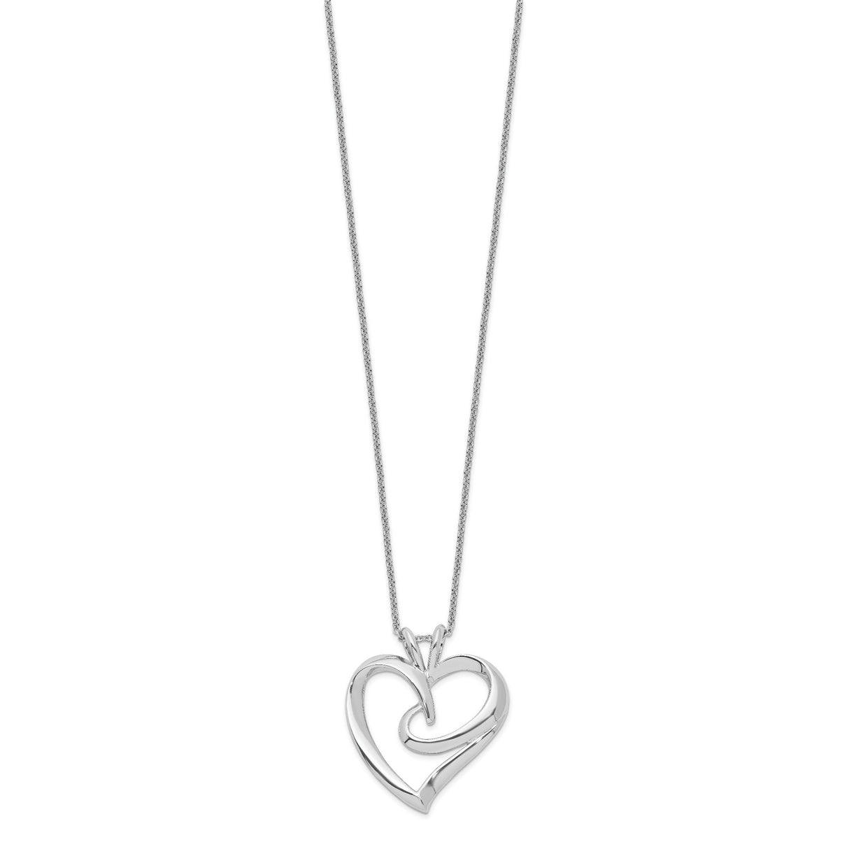The Hugging Heart 18in Necklace Charm Pendant in Real 925 Sterling Silver