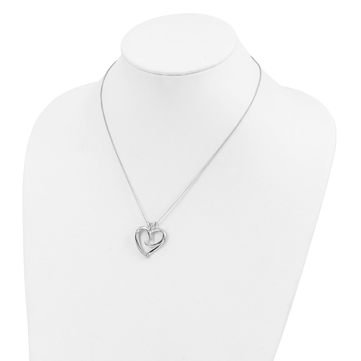 The Hugging Heart 18in Necklace Charm Pendant in Real 925 Sterling Silver