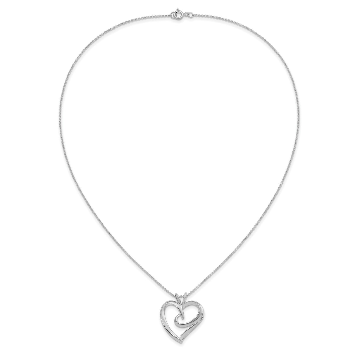 The Hugging Heart 18in Necklace Charm Pendant in Real 925 Sterling Silver