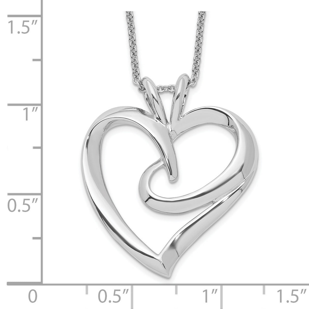 The Hugging Heart 18in Necklace Charm Pendant in Real 925 Sterling Silver