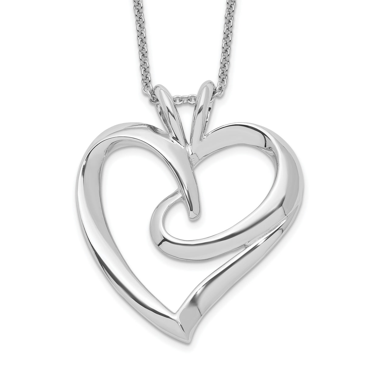 The Hugging Heart 18in Necklace Charm Pendant in Real 925 Sterling Silver