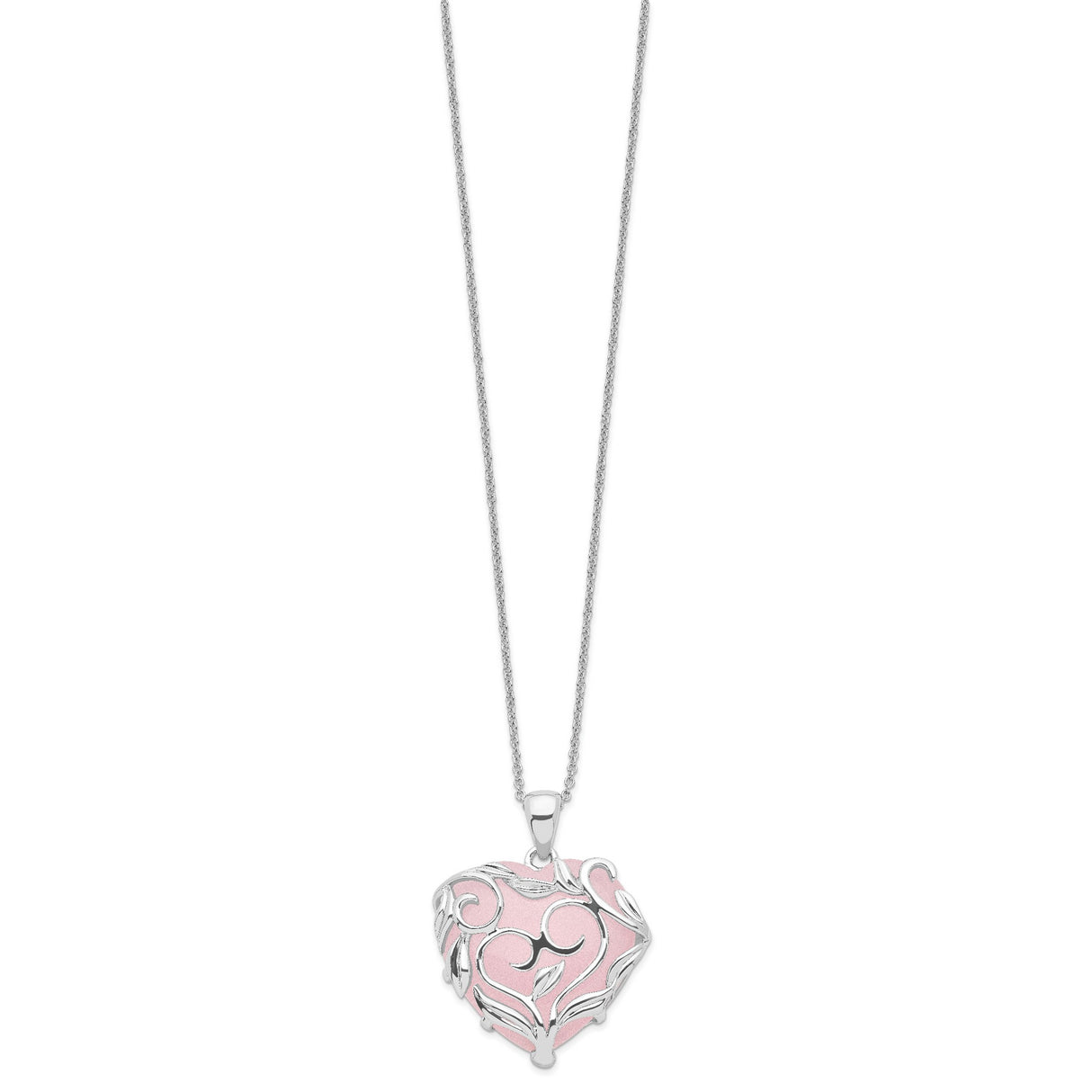 Rose Quartz Generous Heart 18 inch Necklace with Poem Card Charm Pendant in Real 925 Sterling Silver