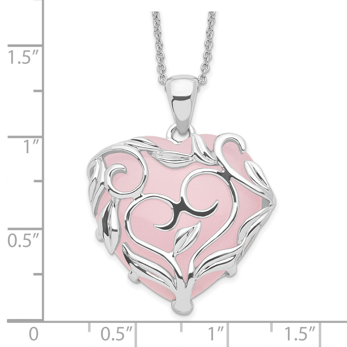 Rose Quartz Generous Heart 18 inch Necklace with Poem Card Charm Pendant in Real 925 Sterling Silver