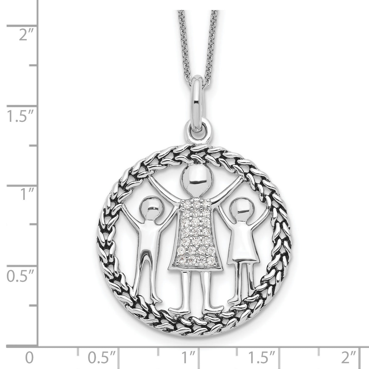 Antiqued Knitted Together By Love 18in Necklace Charm Pendant in Real 925 Sterling Silver
