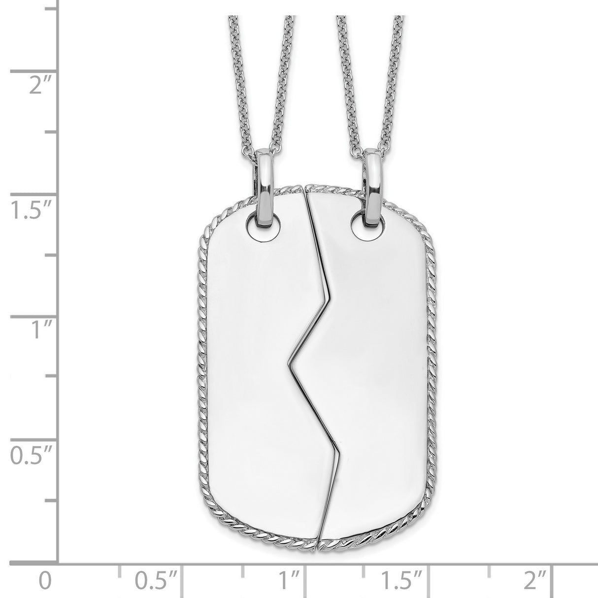 Antiqued Military Dog Tag For Two 18in Necklaces Charm Pendant in Real 925 Sterling Silver