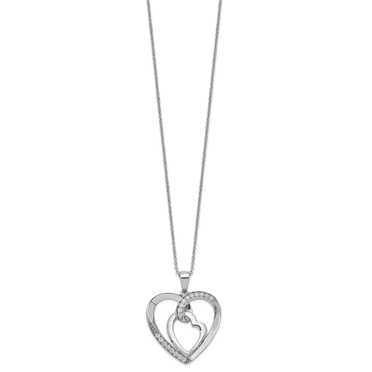 Interconnected CZ My Heart To Yours 18 inch Necklace with Poem Card Charm Pendant in Real 925 Sterling Silver