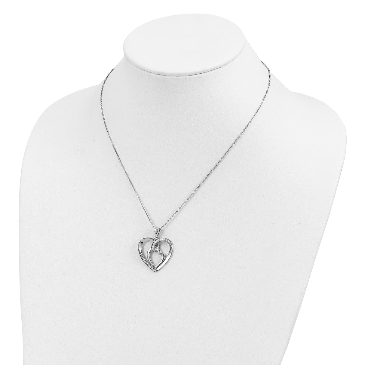 Interconnected CZ My Heart To Yours 18 inch Necklace with Poem Card Charm Pendant in Real 925 Sterling Silver