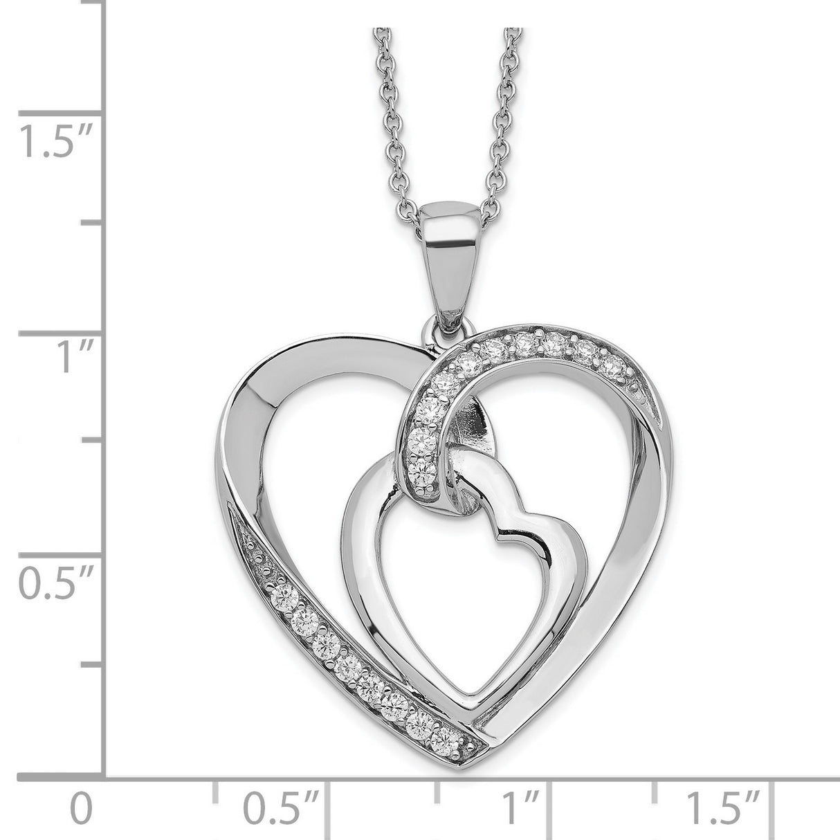 Interconnected CZ My Heart To Yours 18 inch Necklace with Poem Card Charm Pendant in Real 925 Sterling Silver