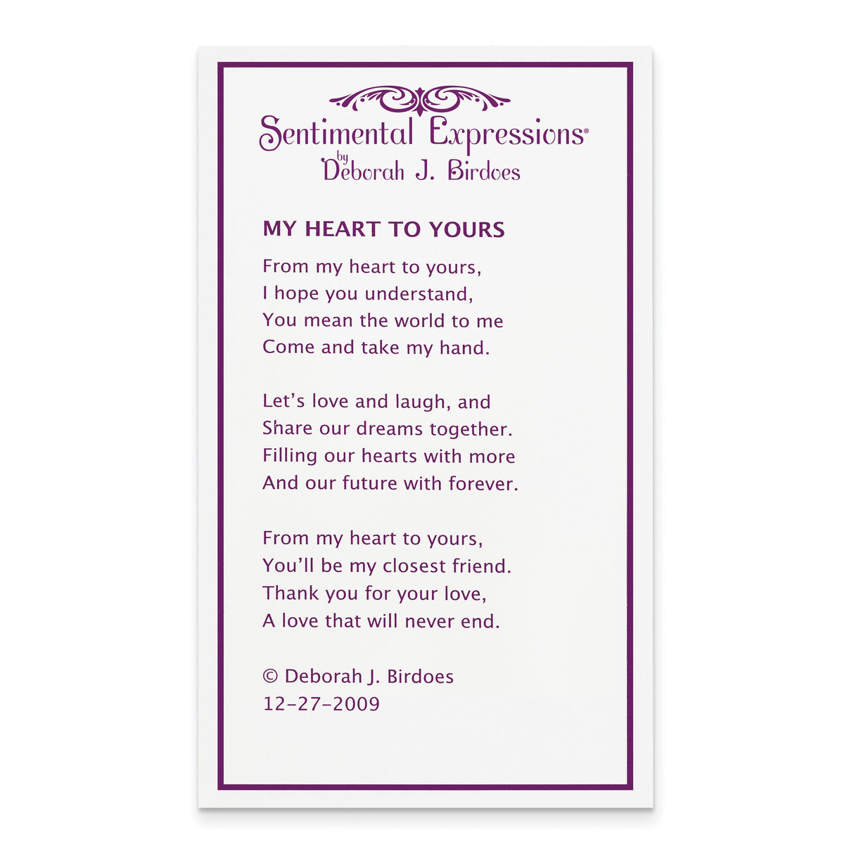 Interconnected CZ My Heart To Yours 18 inch Necklace with Poem Card Charm Pendant in Real 925 Sterling Silver