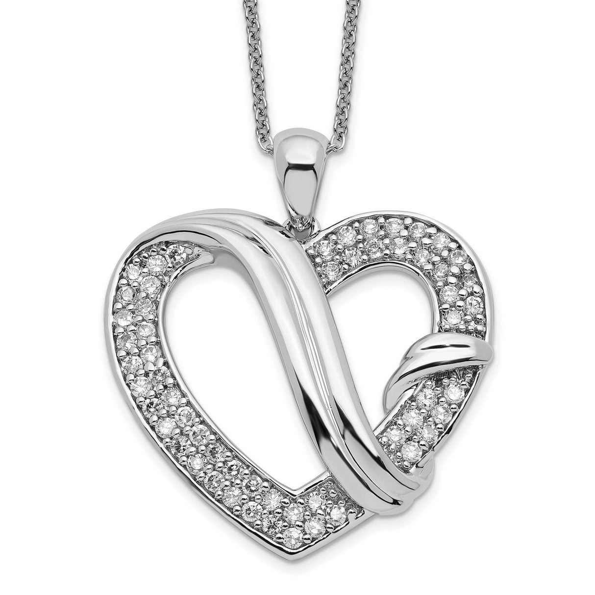 CZ Forever Grateful 18in Necklace Charm Pendant in Real 925 Sterling Silver