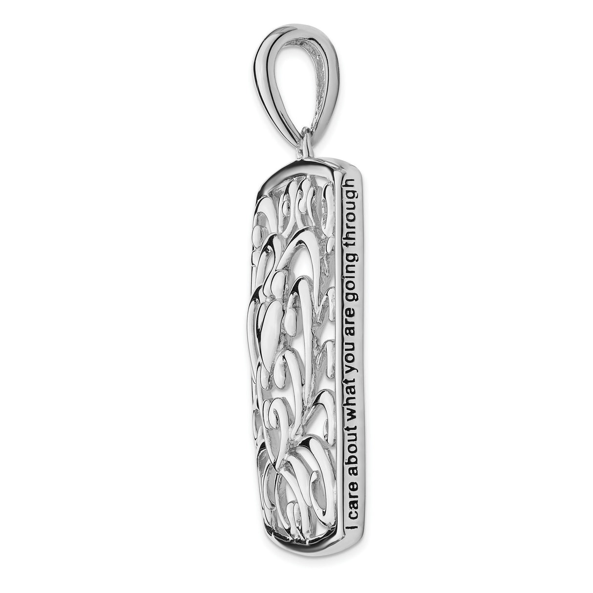 I Care About What You Are Going Through 18 Necklace Charm Pendant in Real 925 Sterling Silver