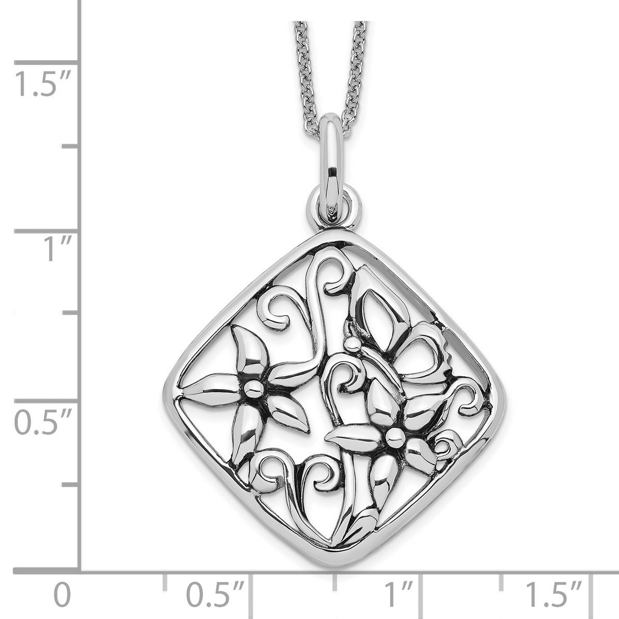 Antiqued I Appreciate You Mom 18in Necklace Charm Pendant in Real 925 Sterling Silver