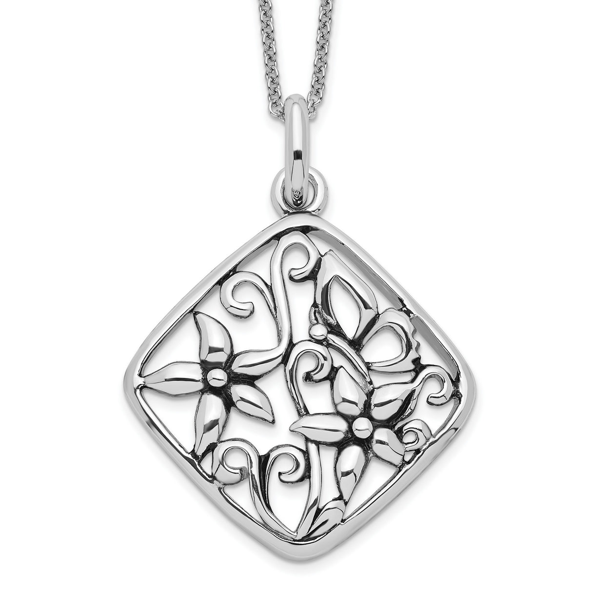 Antiqued I Appreciate You Mom 18in Necklace Charm Pendant in Real 925 Sterling Silver