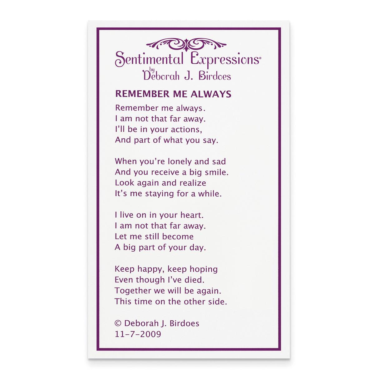 Remember Me Always 18in Necklace Charm Pendant in Real 925 Sterling Silver