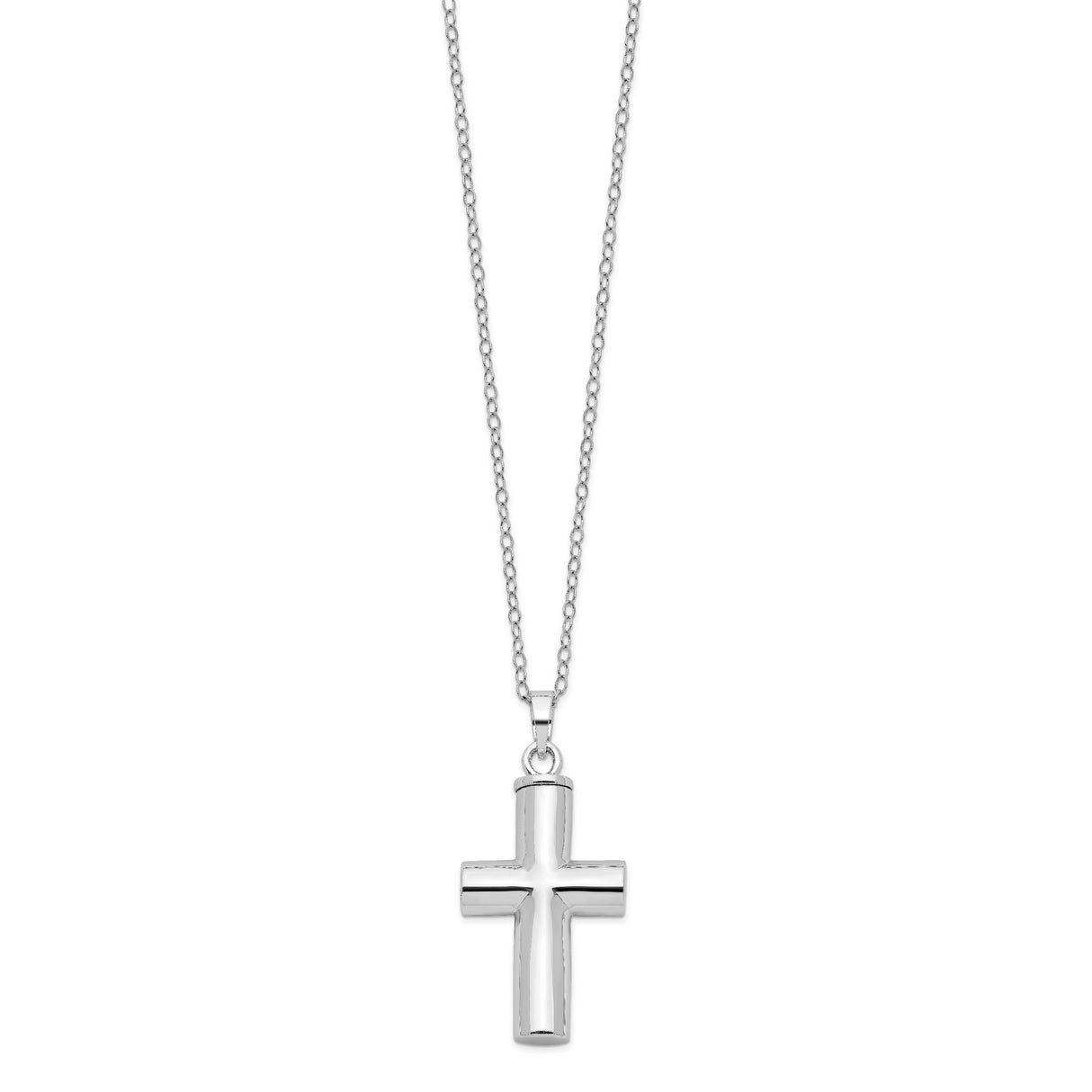 Antiqued Cross Ash Holder 18 Inch Necklace Charm Pendant in Real 925 Sterling Silver