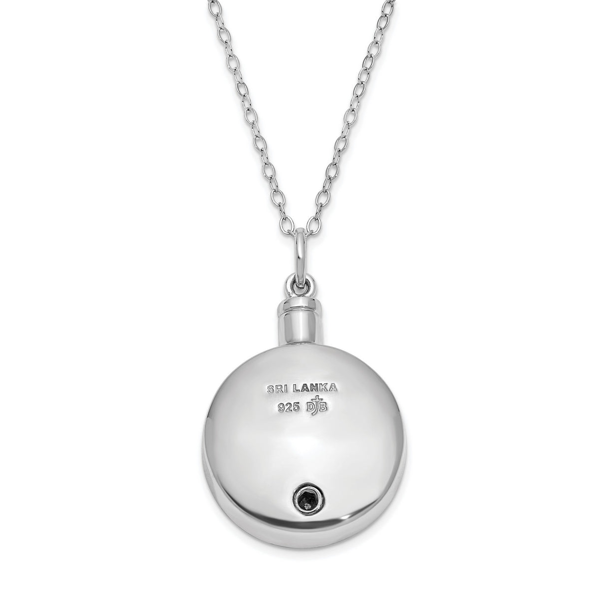 Round Paw Print Ash Holder Necklace Charm Pendant in Real 925 Sterling Silver