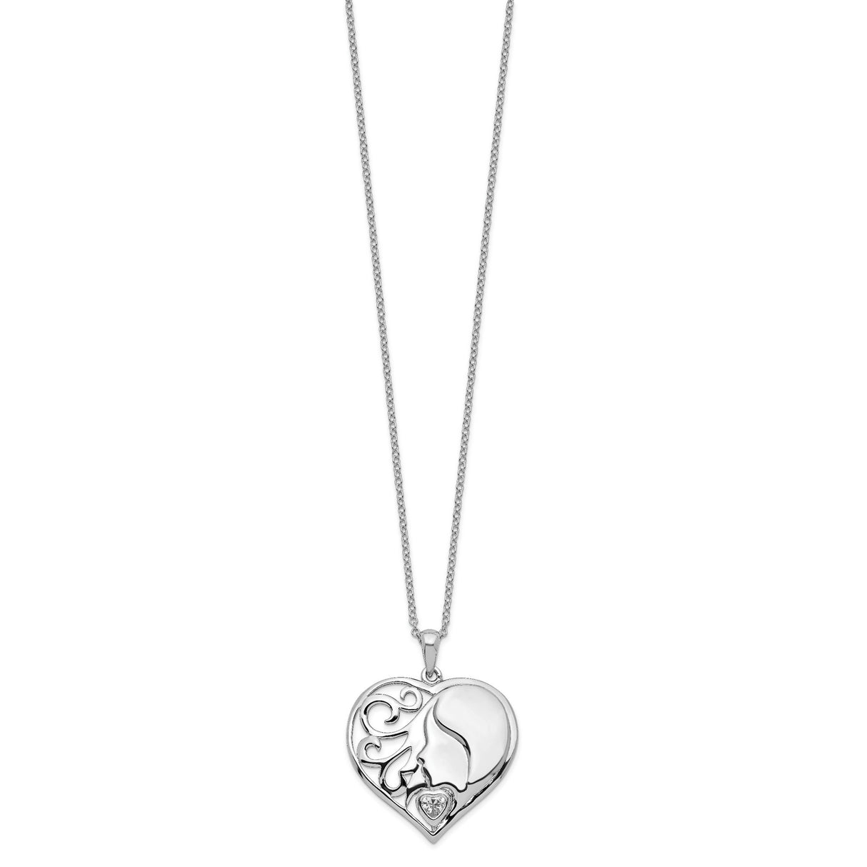CZ My Daughter My Hearts Treasure 18in Necklace Charm Pendant in Real 925 Sterling Silver