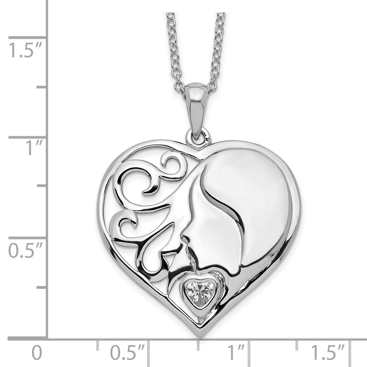 CZ My Daughter My Hearts Treasure 18in Necklace Charm Pendant in Real 925 Sterling Silver