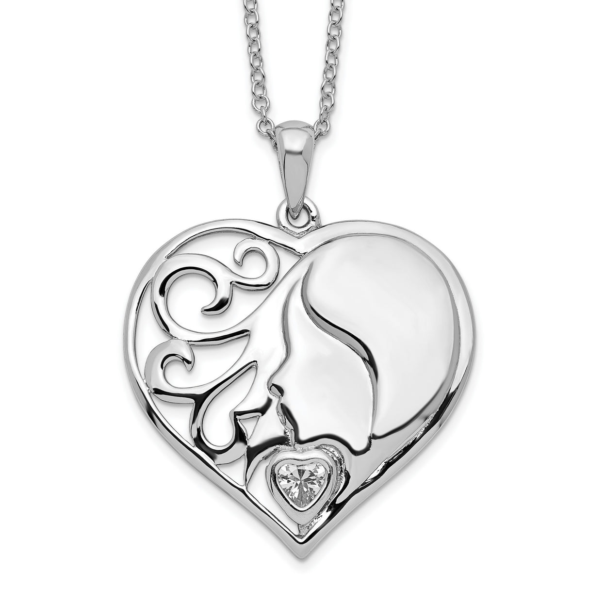 CZ My Daughter My Hearts Treasure 18in Necklace Charm Pendant in Real 925 Sterling Silver