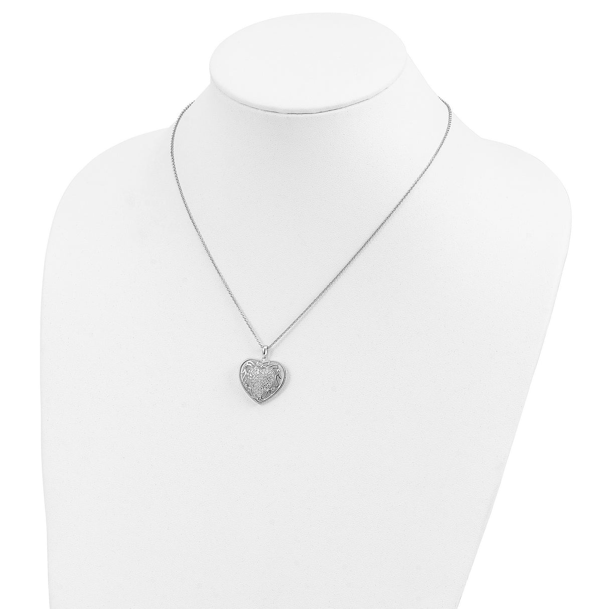 Antiqued CZ To My Granddaughter 18in Heart Necklace Charm Pendant in Real 925 Sterling Silver