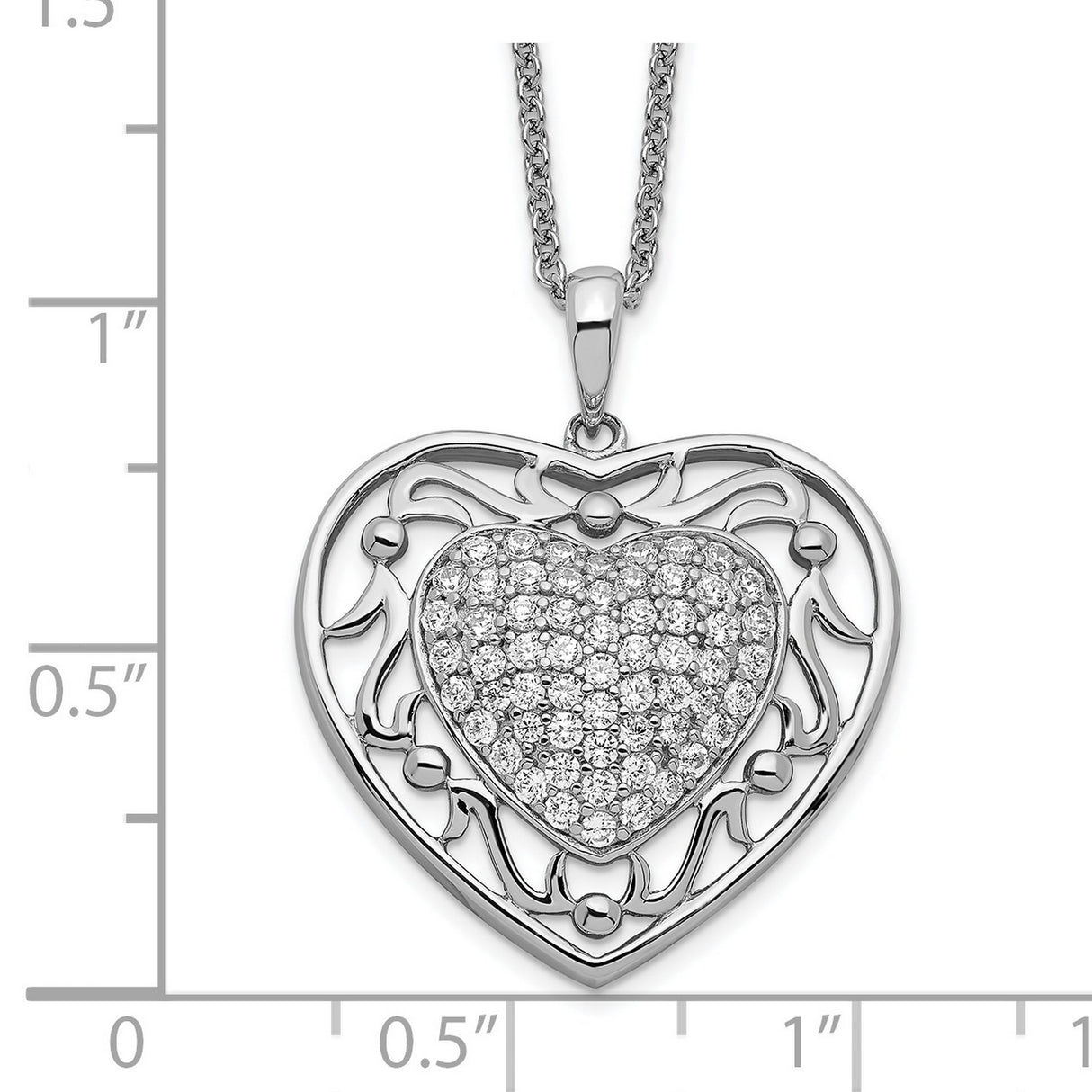 Antiqued CZ To My Granddaughter 18in Heart Necklace Charm Pendant in Real 925 Sterling Silver