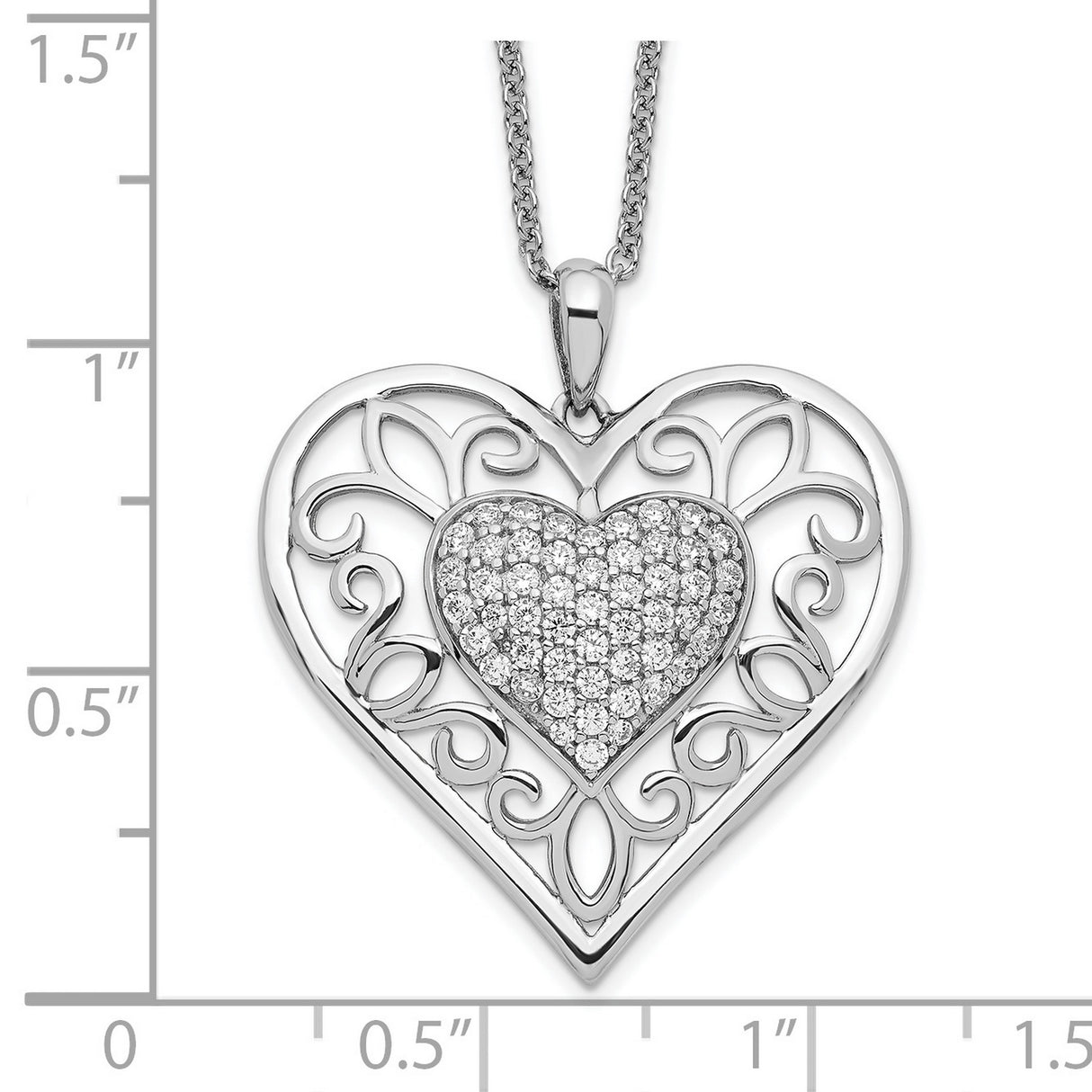 Antiqued CZ To My Daughter 18in Heart Necklace Charm Pendant in Real 925 Sterling Silver