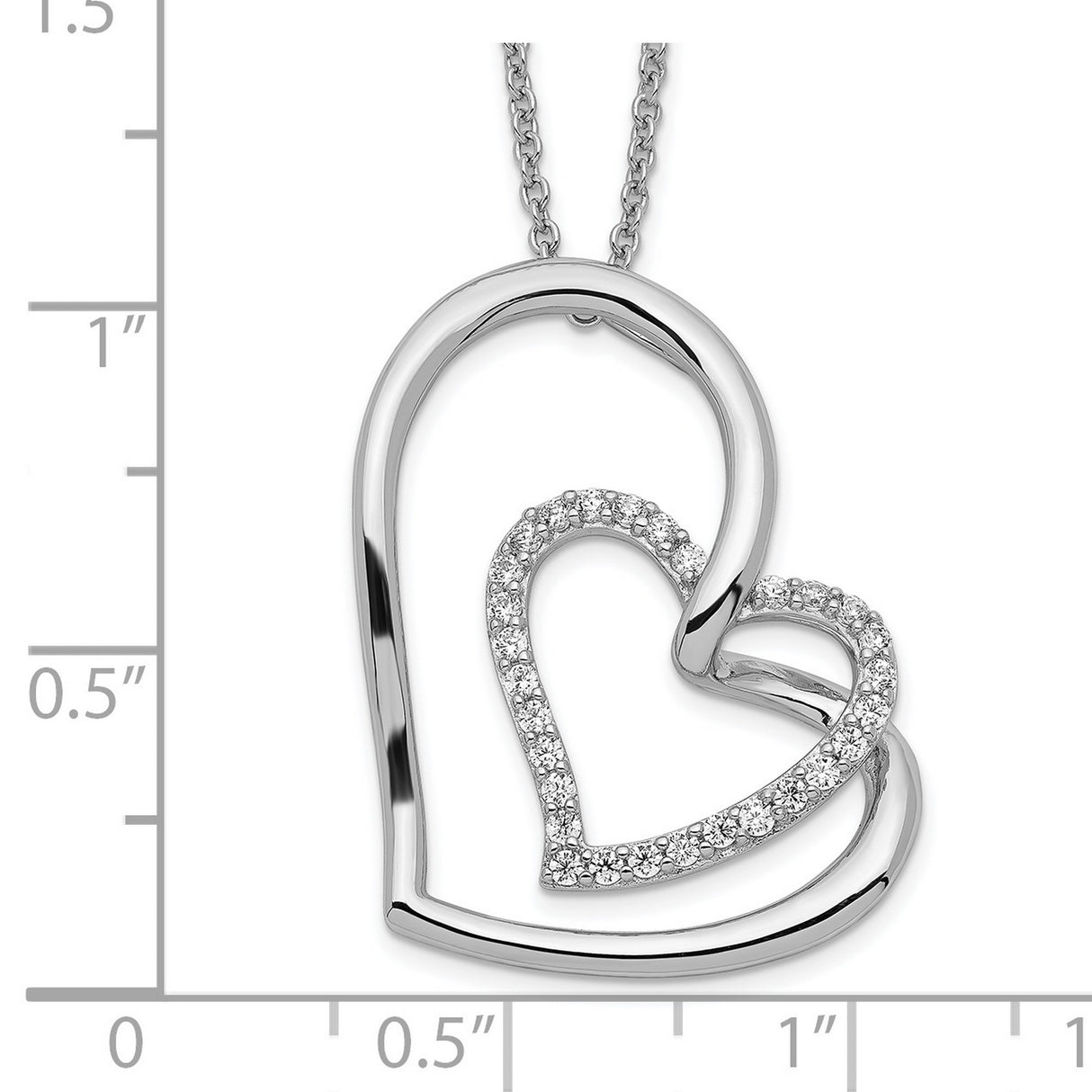 Thank You Grandma Words On Twin CZ Open Heart With Necklace Charm Pendant in Real 925 Sterling Silver