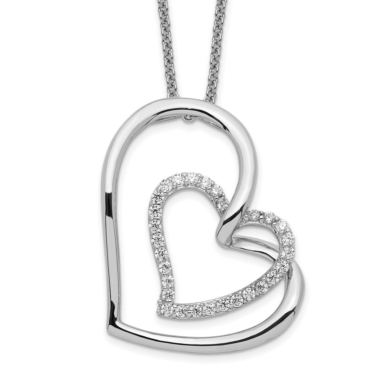 Antiqued CZ Thank You Mother 18in Hearts Necklace Charm Pendant in Real 925 Sterling Silver