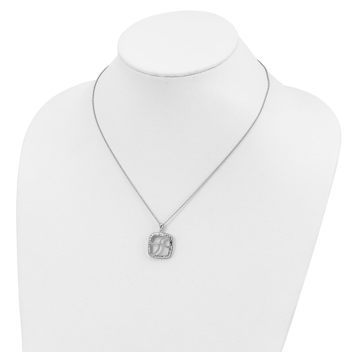 Antiqued CZ Sisters By Chance 18in Hearts Necklace Charm Pendant in Real 925 Sterling Silver