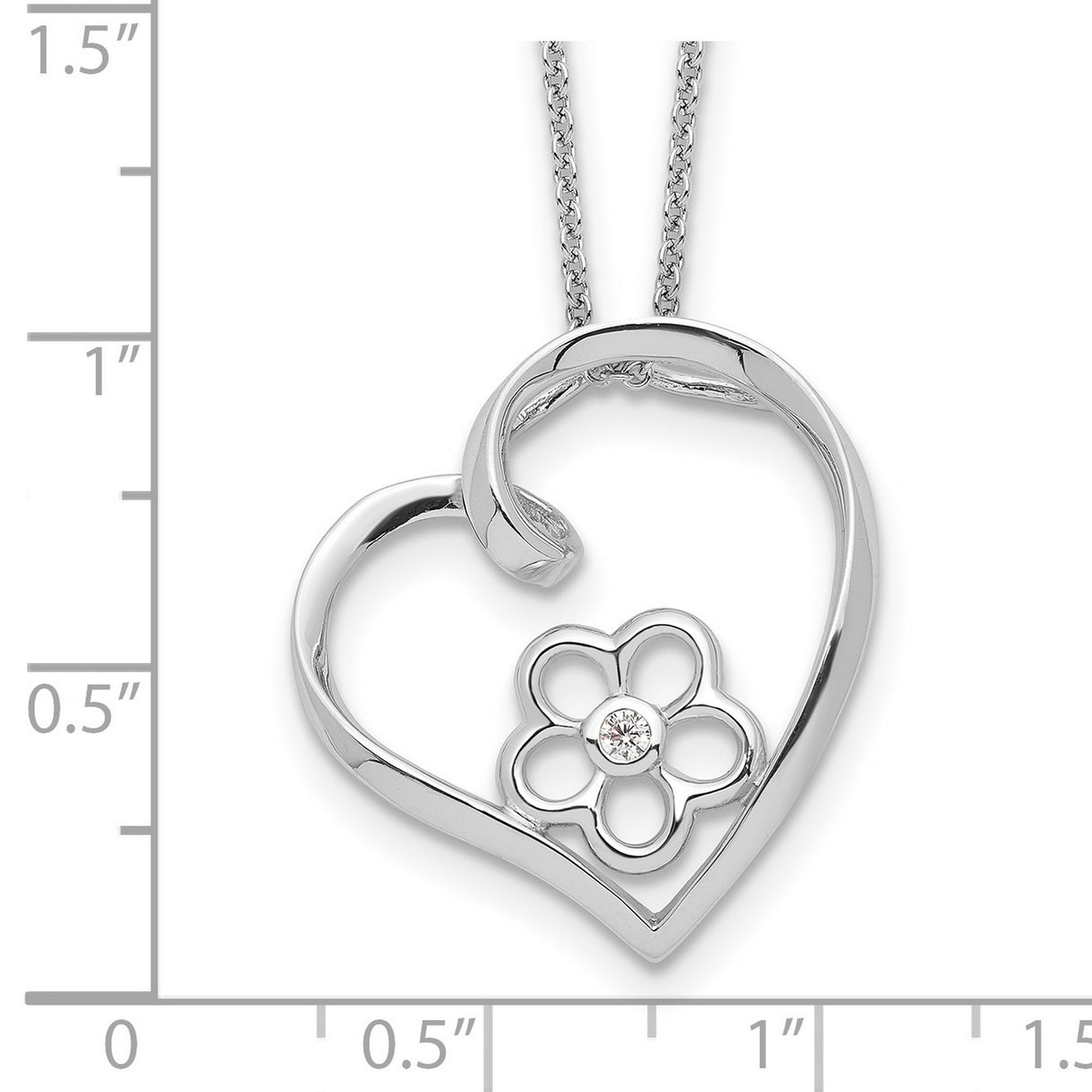 CZ My Special Niece 18in Flower in Heart Necklace Charm Pendant in Real 925 Sterling Silver