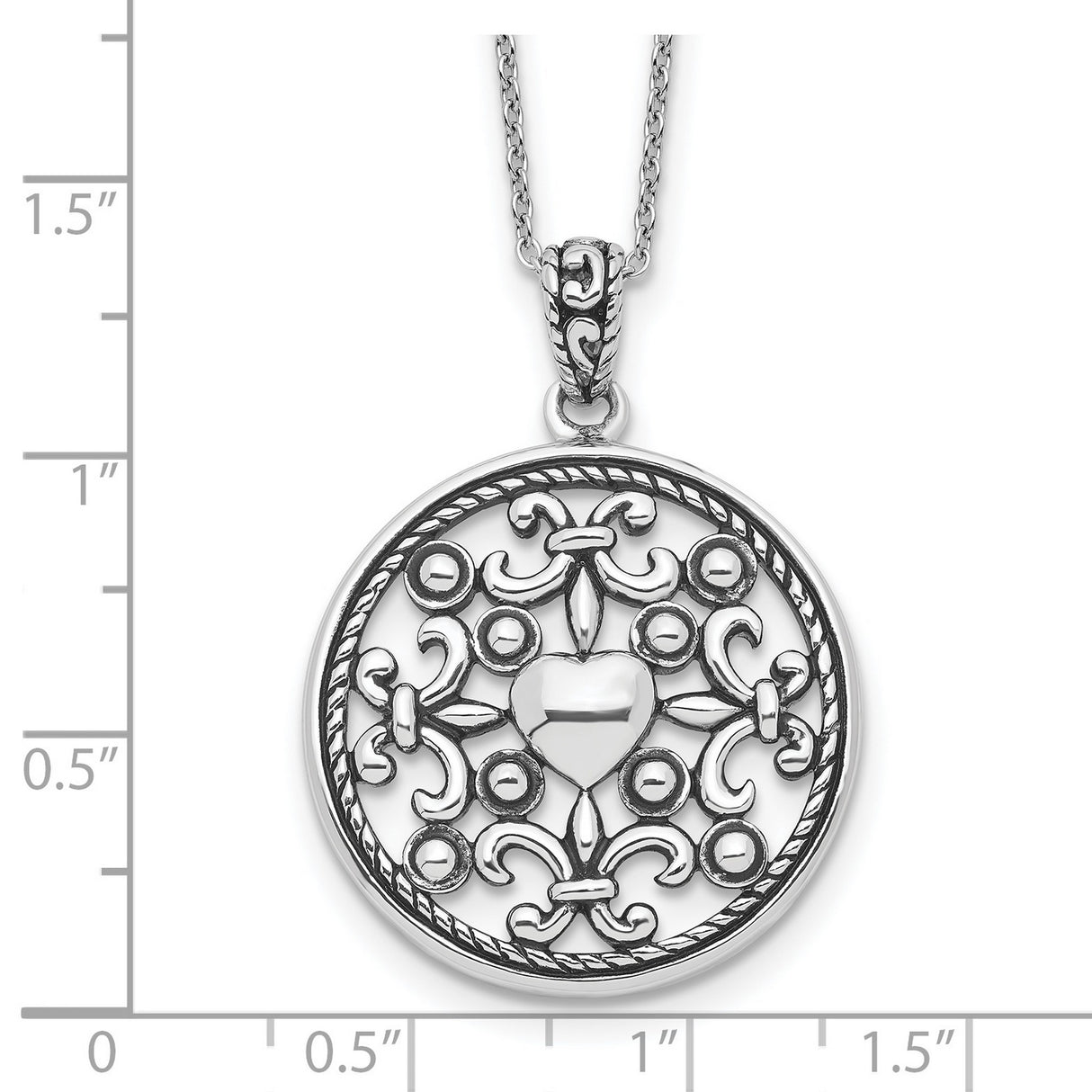 A Friend For All Seasons 18 Fleur de lis Necklace Charm Pendant in Real 925 Sterling Silver