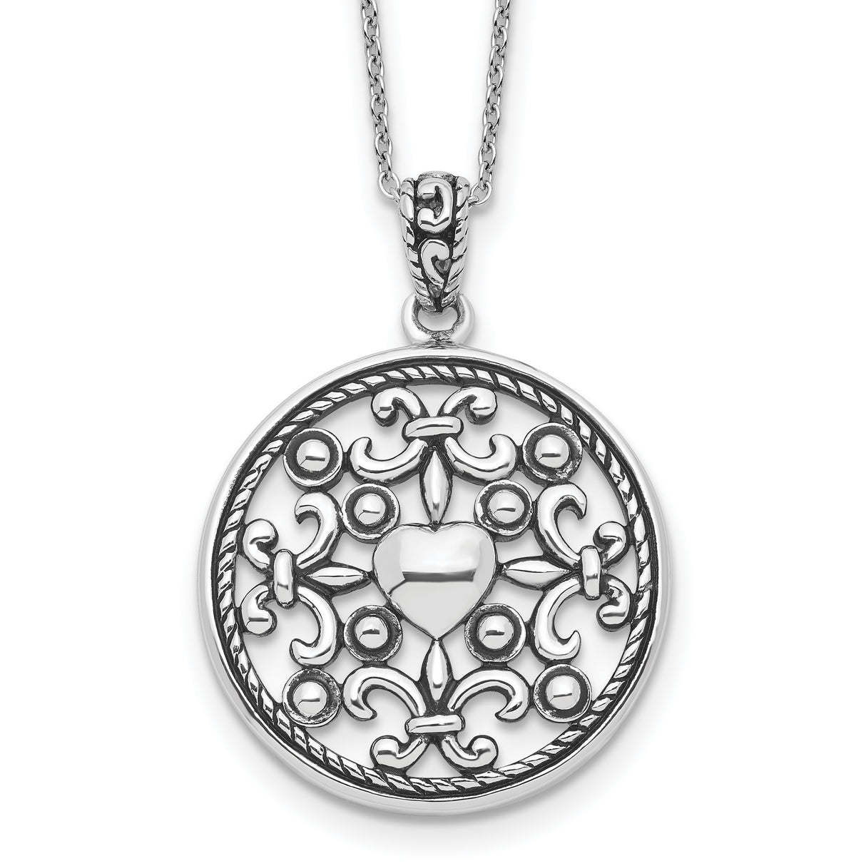 A Friend For All Seasons 18 Fleur de lis Necklace Charm Pendant in Real 925 Sterling Silver
