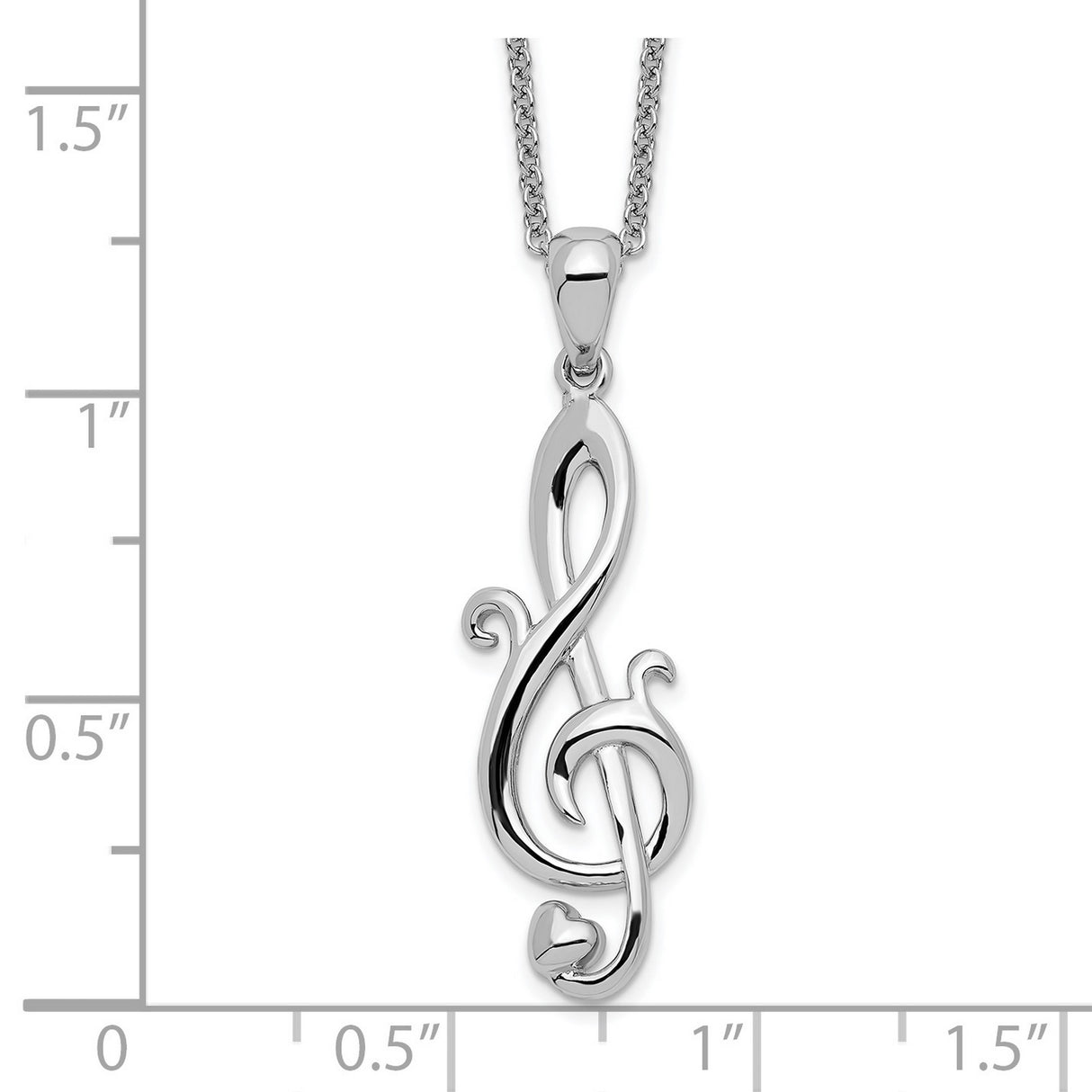 Love Note 18in Necklace Charm Pendant in Real 925 Sterling Silver