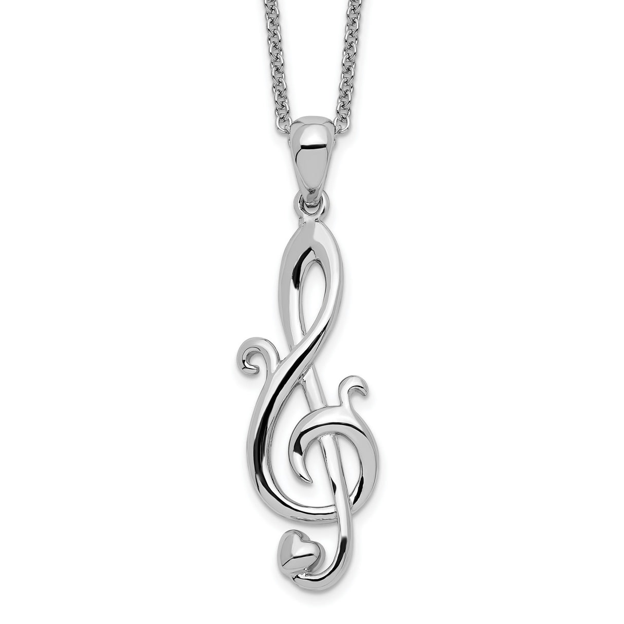 Love Note 18in Necklace Charm Pendant in Real 925 Sterling Silver