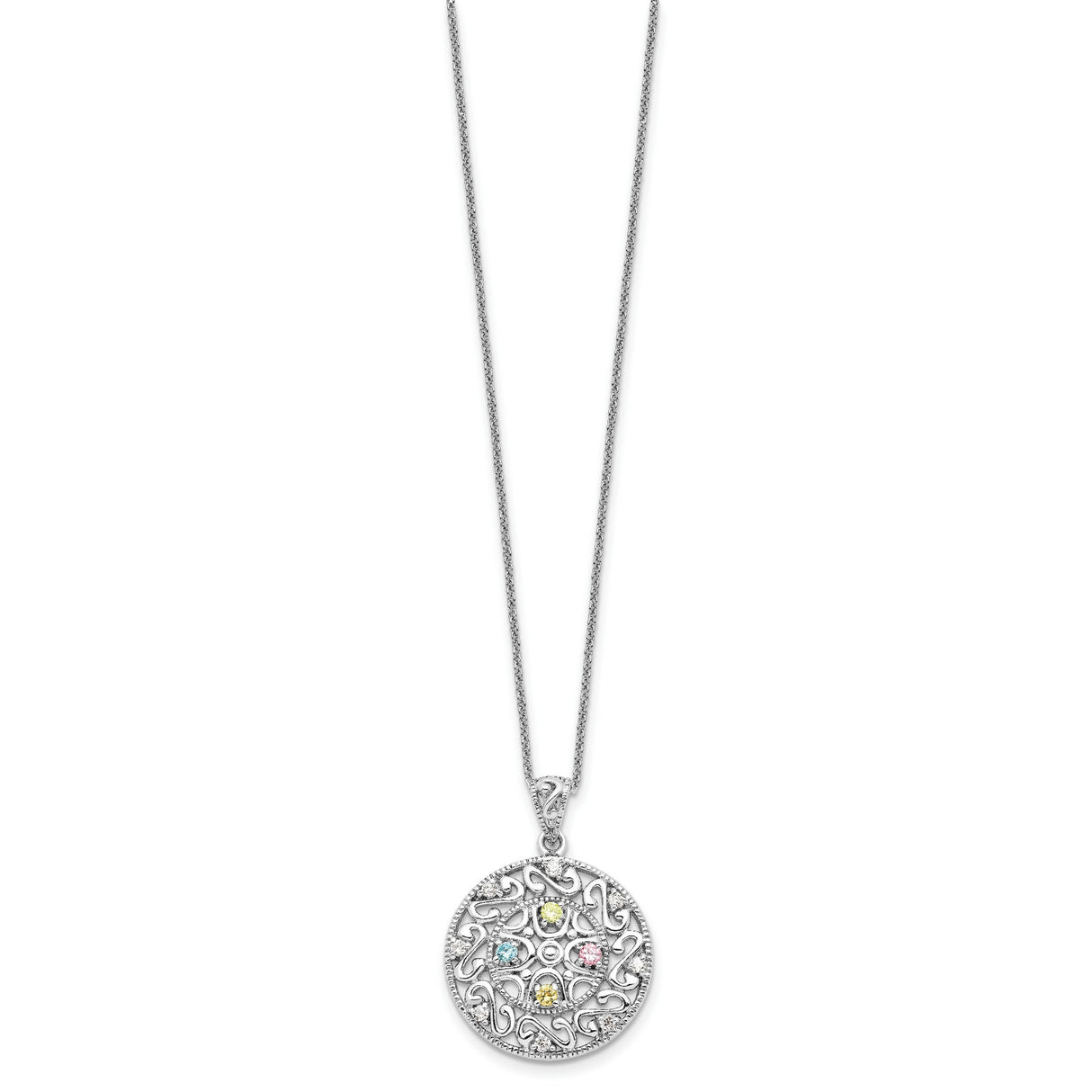CZ Bliss 18in Necklace Charm Pendant in Real 925 Sterling Silver