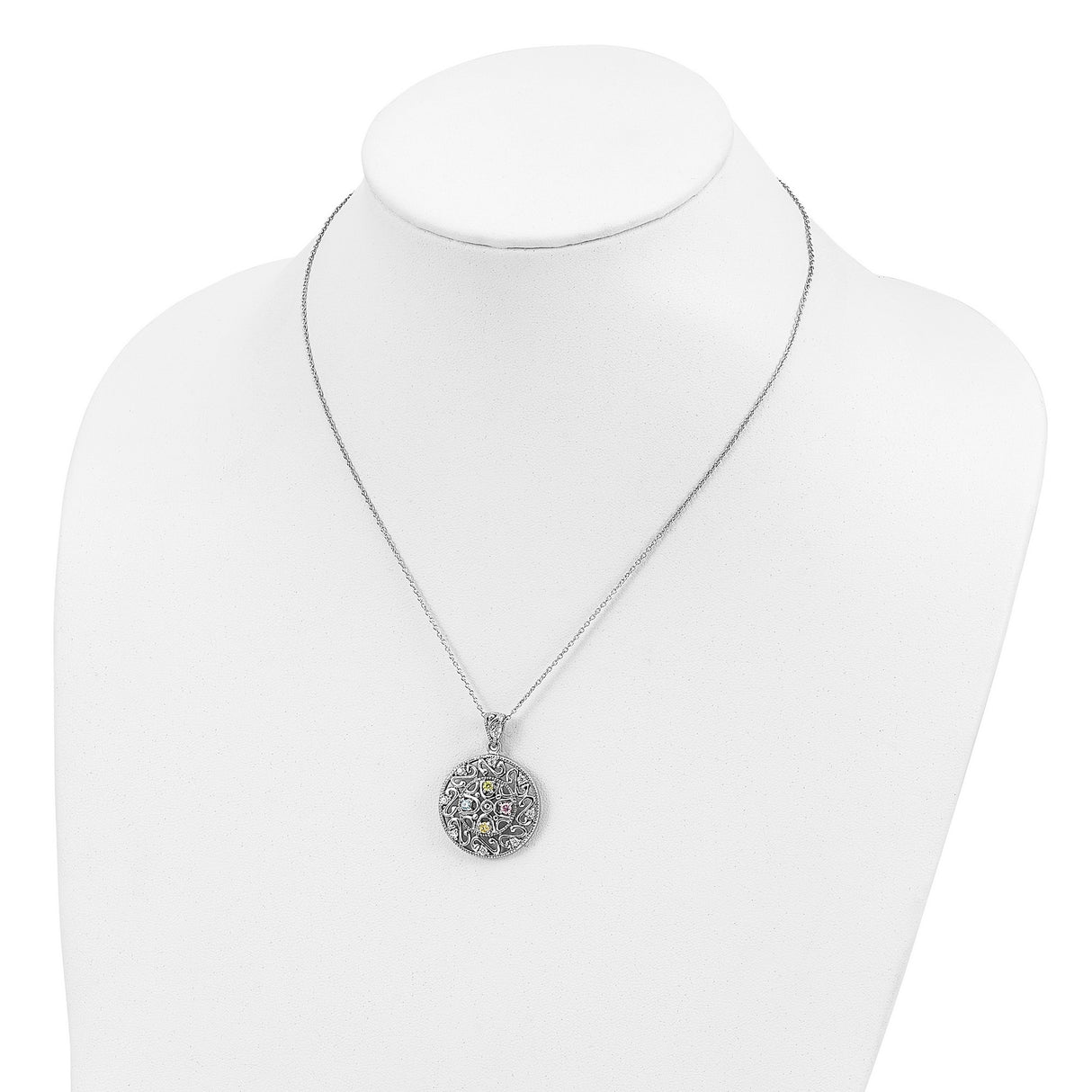 CZ Bliss 18in Necklace Charm Pendant in Real 925 Sterling Silver