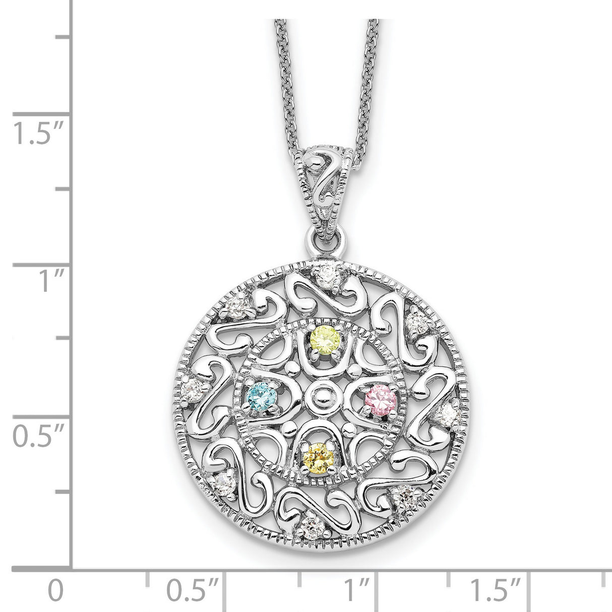 CZ Bliss 18in Necklace Charm Pendant in Real 925 Sterling Silver
