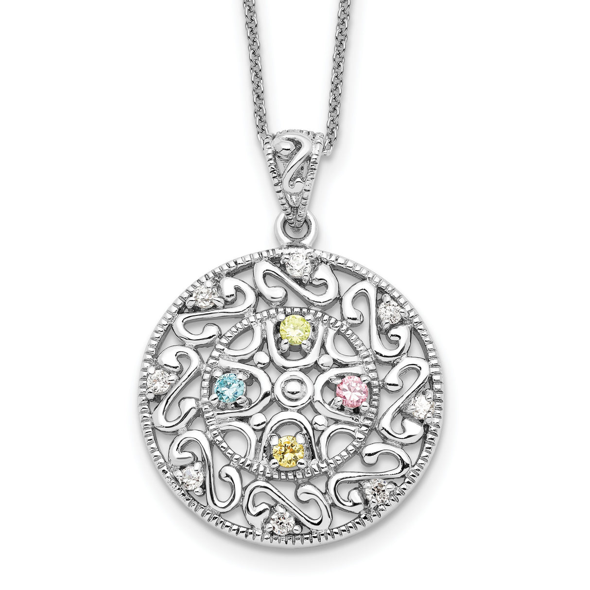 CZ Bliss 18in Necklace Charm Pendant in Real 925 Sterling Silver