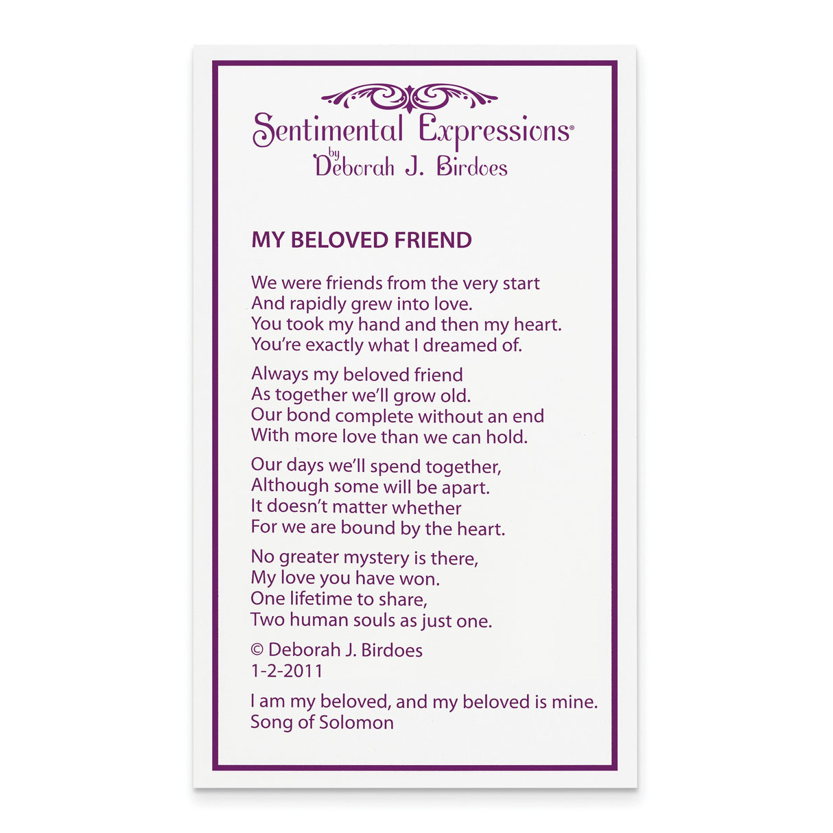 CZ My Beloved Friend 18in Necklace Charm Pendant in Real 925 Sterling Silver